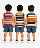 Cotton Stripes Kids Sleeveless Tshirt (Pack of 3)