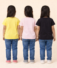Kids 100% Cotton Fine Tshirt With Printed Multi Colour | Age 1 to 6 Years (Pack of 3 Pieces)