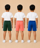 Kids Double Side Stripe Sports Shorts | Cotton Casual Shorts for Boys | Age 6-9 Years | Pack Of 3 Pieces Combo