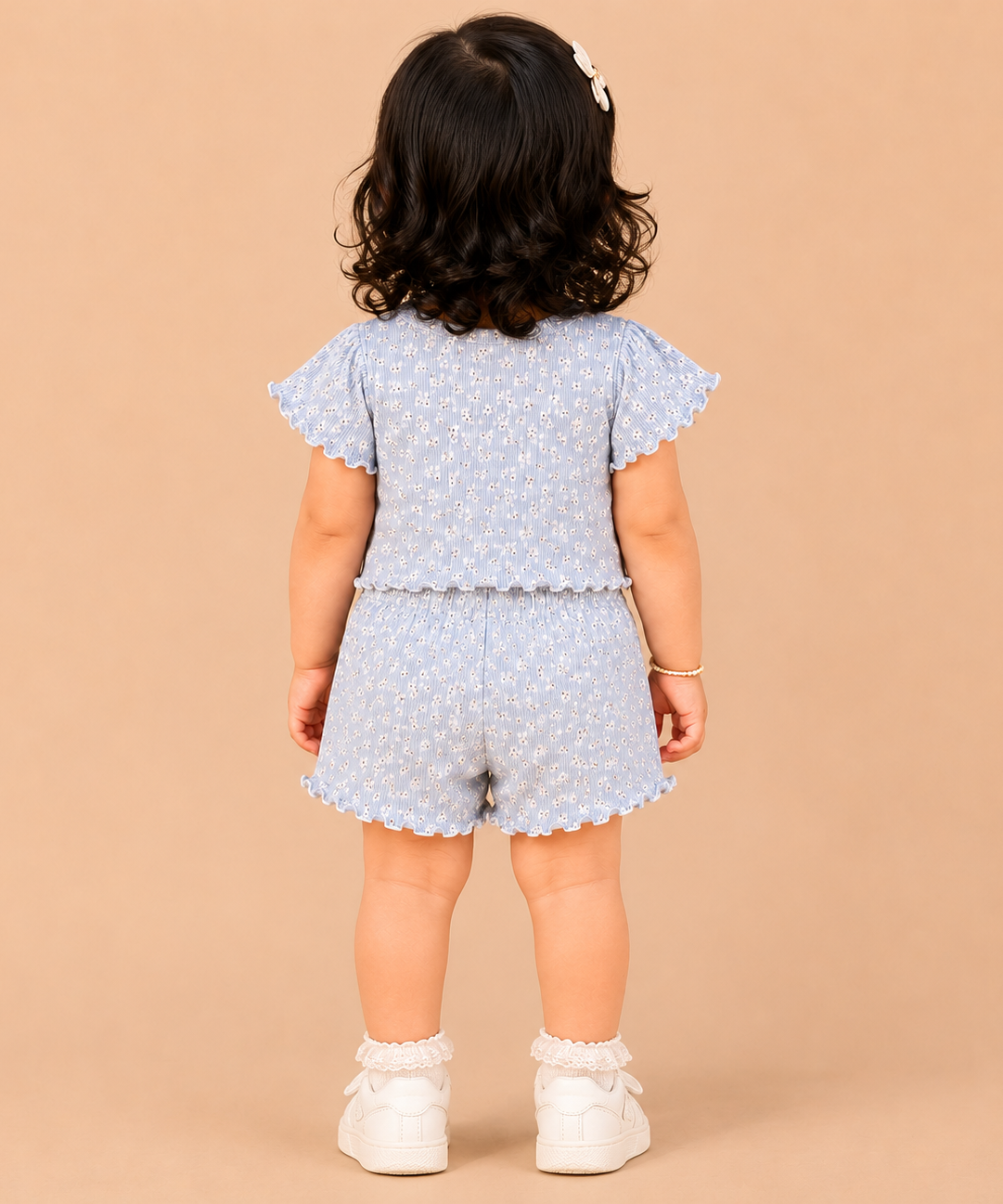 Pure Cotton Floral Printed Casual Wear Co-Ord Set for Baby Girl Kids | Age 1 to 10 Years | Half Sleeve Top & Shorts Combo Set