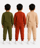 Boys Full Sleeve Cotton Winter Co-Ord Set | Typography Chest Printed Sweatshirt & Jogger Track Pant | Age 1 to 4 Years (Pack of 3 Sets)