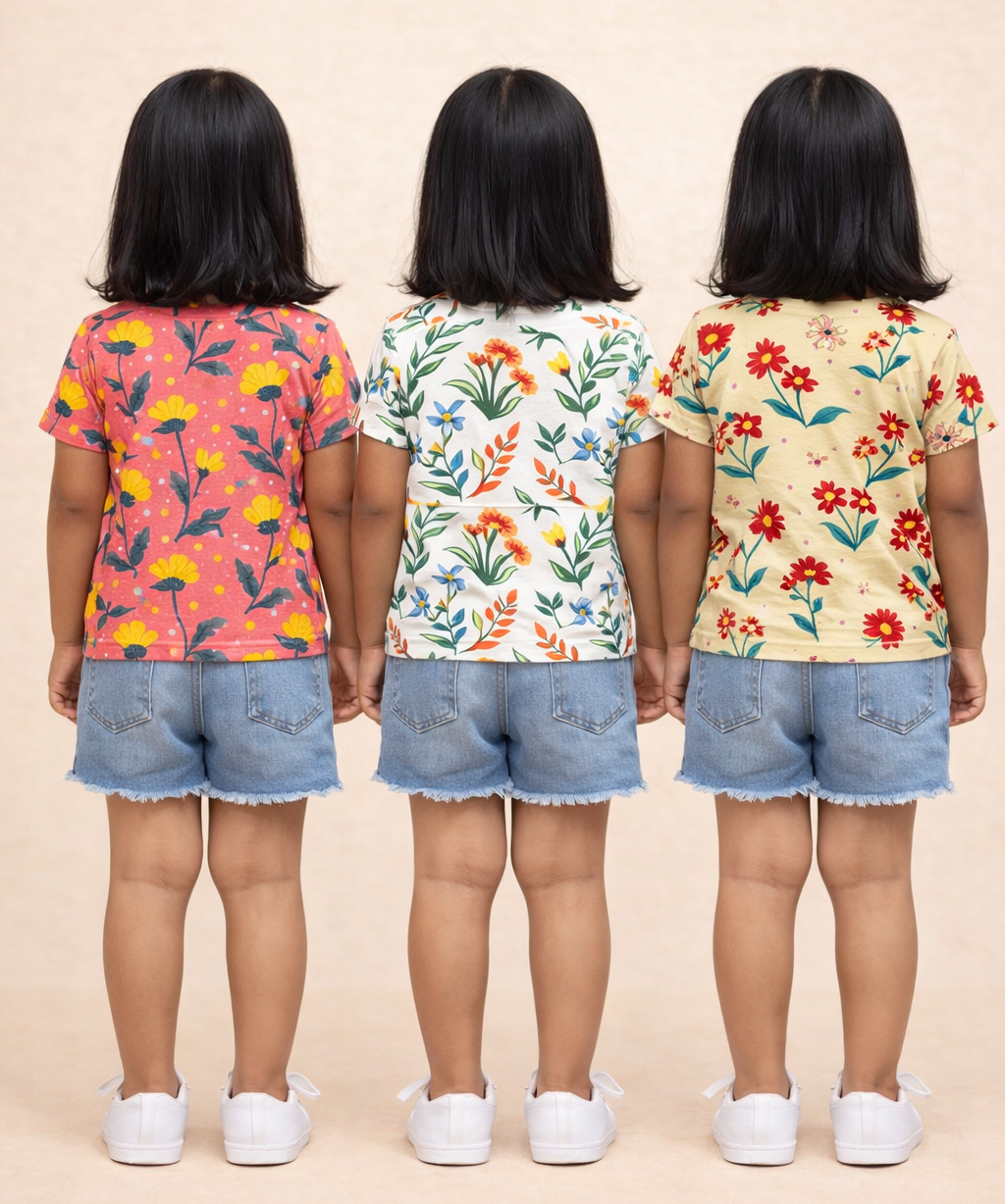 Kids Girls Cotton Printed T-shirt | 0 to 3 Years (Pack Of 3 Pieces)
