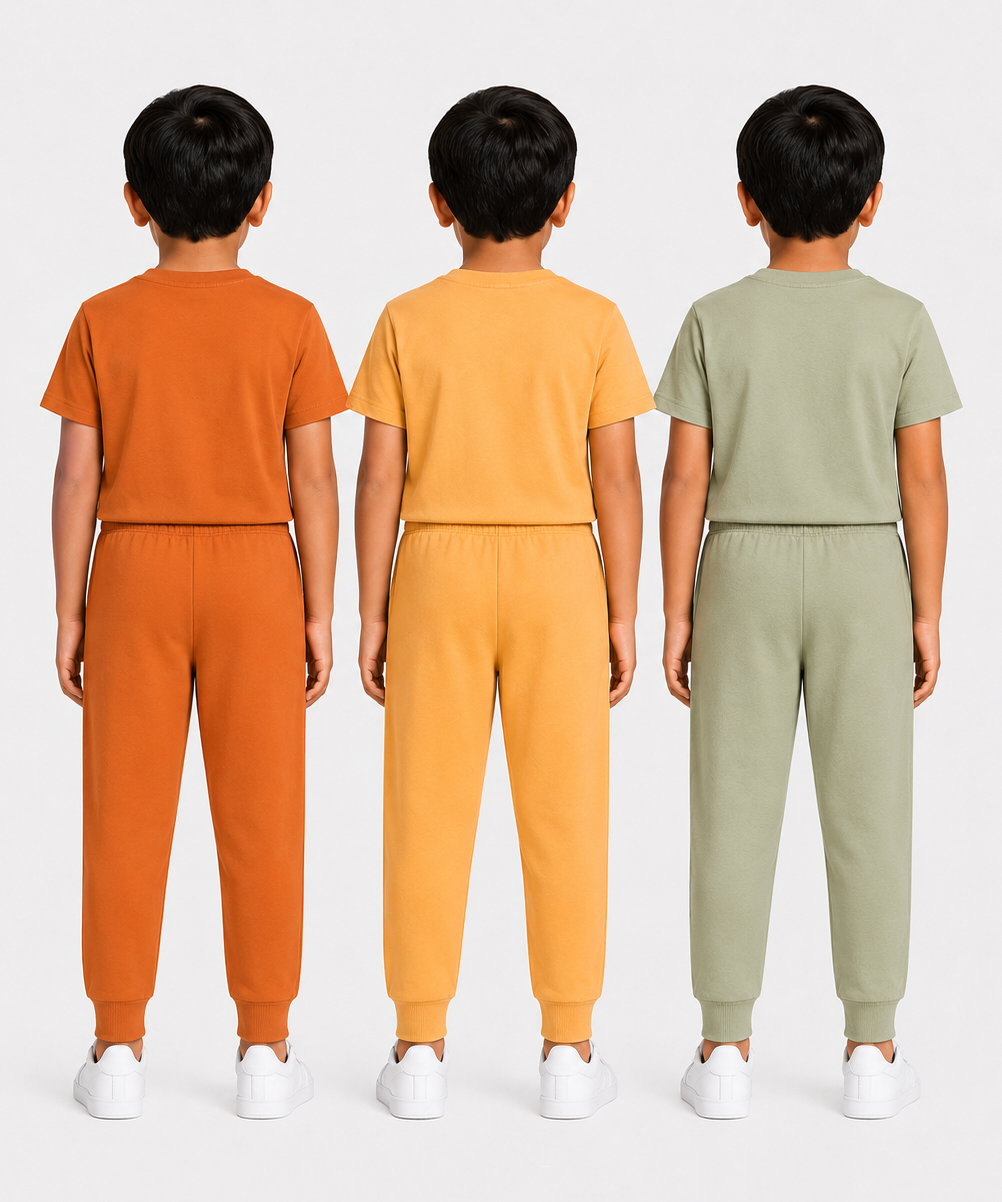 Boys Graphic Printed T-Shirt & Typography Track Pant Co-Ord Set | Age 2-5 Years | Pack Of 3 Set