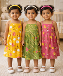 Girl Baby Sleeveless Cotton Frock Printed with Underwear | Age 0 to 6 Months (Pack of 3 Pieces)