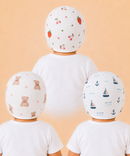 Baby Muslin Cotton Printed Bonnet Cap with Chin Tie – Soft & Comfortable Infant Headwear | 0–12 Months (Pack of 3)