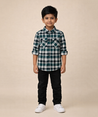 Kids Checked Cotton Shirt | Full Sleeve Casual Wear | Age 3–13 Years