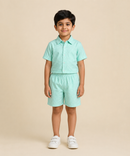 Polyester Printed Shirt and Shorts Set for Boy Kids Casual Wear Half Sleeve Co-Ord Set with Elastic Waist Shorts | Age 6 to 7 Years