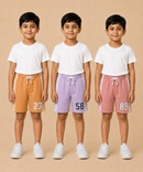 Kids Double Side Stripe Sports Shorts | Cotton Casual Shorts for Boys | Age 6-9 Years | Pack Of 3 Pieces Combo