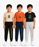 Boys Graphic Printed T-Shirt & Typography Track Pant Co-Ord Set | Age 2-5 Years | Pack Of 3 Set