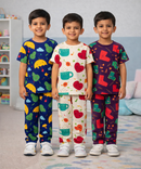 Boys Cotton Cartoon Printed Kids Co-ord Set Combo | Age 0 to 5 Years | T-shirt & Track pant (Combo Set Pack of 3)