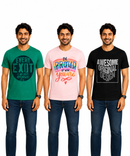 Men's Half Sleeve Printed Round Neck T-Shirt Combo (Pack of 3)