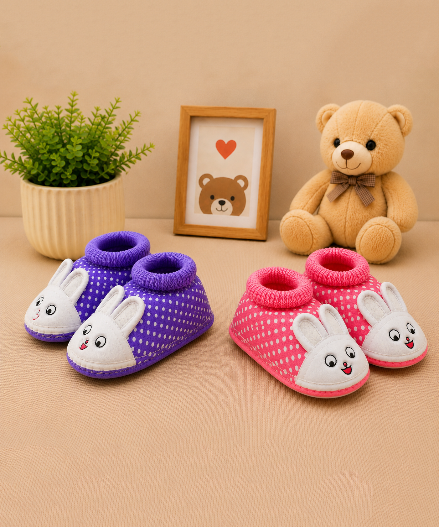 Baby Cartoon Printed Soft Sole Booties Shoes for Infants & Toddlers | Pack of 2 Pairs Set Combo