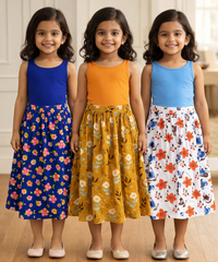Rayon Floral Printed Skirt | Casual wear for Girl Kids Age 1 To 6 Years (Pack of 3)