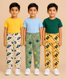 Pure Cotton Boys Printed Track Pant for Casual Night wear for Kids | Age 0 To 8 Years (Pack of 3)