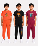 Boys Graphic Printed T-Shirt & Typography Track Pant Co-Ord Set | Age 2-5 Years | Pack Of 3 Set