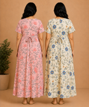 Maternity Feeding Maxi Dress | Nursing Friendly Nighty Style (Pack of 2 Pieces)
