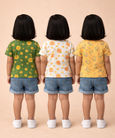 Kids Girls Cotton Printed T-shirt | 0 to 3 Years (Pack Of 3 Pieces)