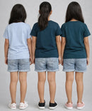 Girls Printed Casual Round Neck T-shirt (Pack of 3 Pieces)