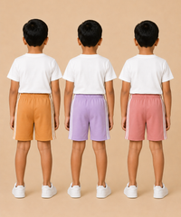 Kids Double Side Stripe Sports Shorts | Cotton Casual Shorts for Boys | Age 6-9 Years | Pack Of 3 Pieces Combo