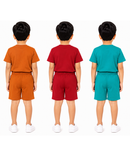 Kids Cartoon Print T-Shirt & Shorts Co-Ord Set for Boys | Age 6 Months-3 Years | Pack Of 3 Set Combo