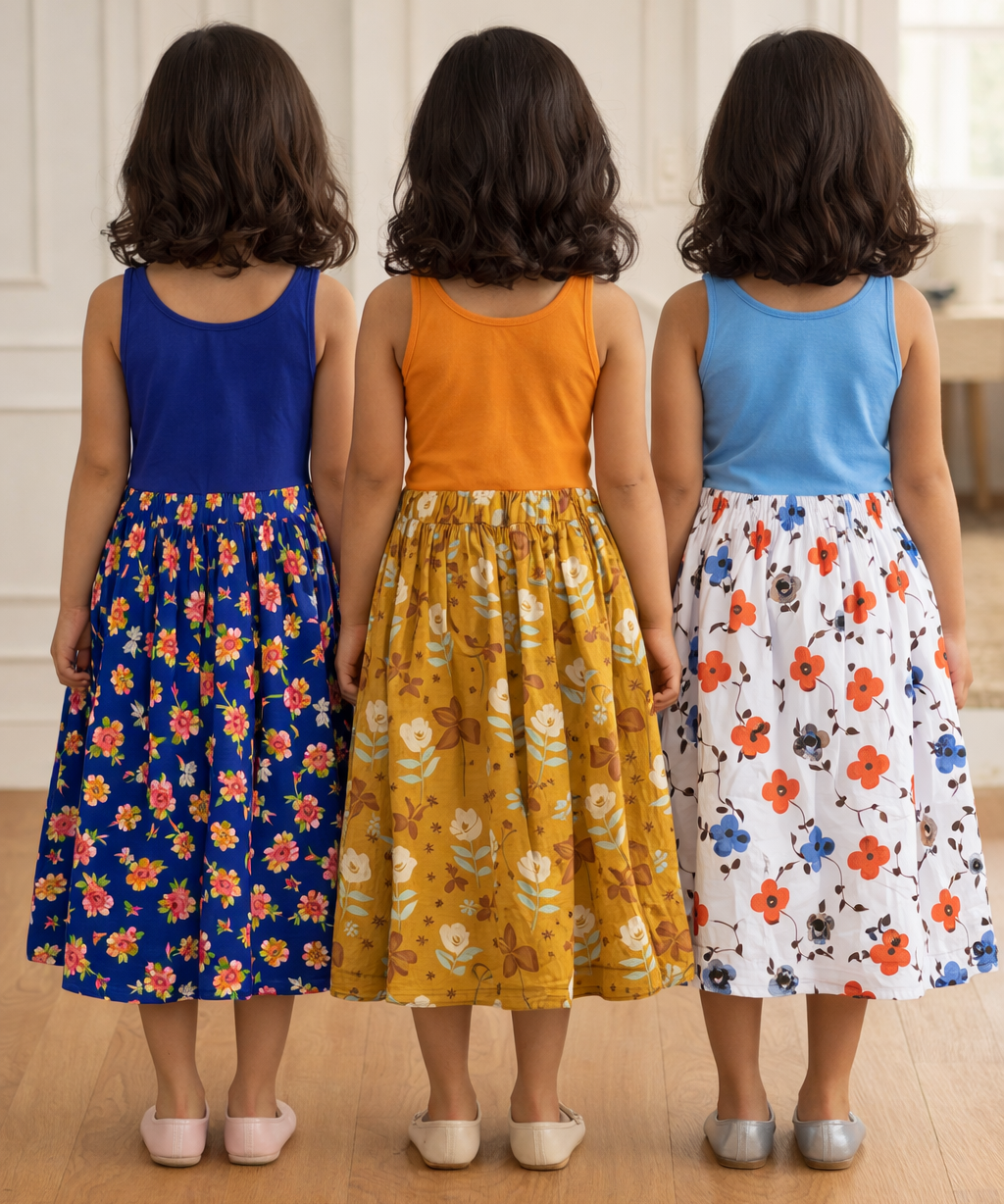 Rayon Floral Printed Skirt | Casual wear for Girl Kids Age 1 To 6 Years (Pack of 3)
