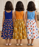 Rayon Floral Printed Skirt | Casual wear for Girl Kids Age 1 To 6 Years (Pack of 3)