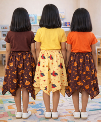 Cotton Fish Midi Floral Printed Skirt | Casual wear for Girl Kids Age 2 To 9 Years (Pack of 3)
