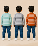 Kids Boys Cotton Stripes Full Sleeve T-shirt | Age 0-3 Years (Pack of 3)