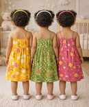 Girl Baby Sleeveless Cotton Frock Printed with Underwear | Age 0 to 6 Months (Pack of 3 Pieces)