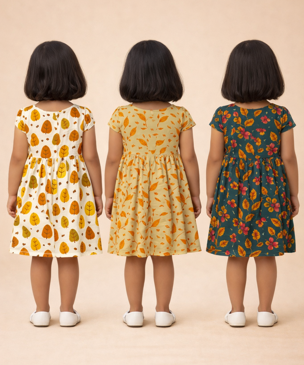Girl Kids Frock 100% Cotton Floral Printed Gown Dress/Frock Dress | Age 1 to 8 Years (Pack of 3 Pieces)