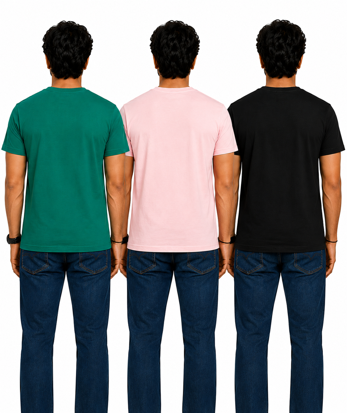 Men's Half Sleeve Printed Round Neck T-Shirt Combo (Pack of 3)