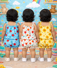 Boy & Girl Baby Printed Top Knot Dress | Top and Shorts Set | 100% Pure Cotton (Pack of 3 Sets Combo)