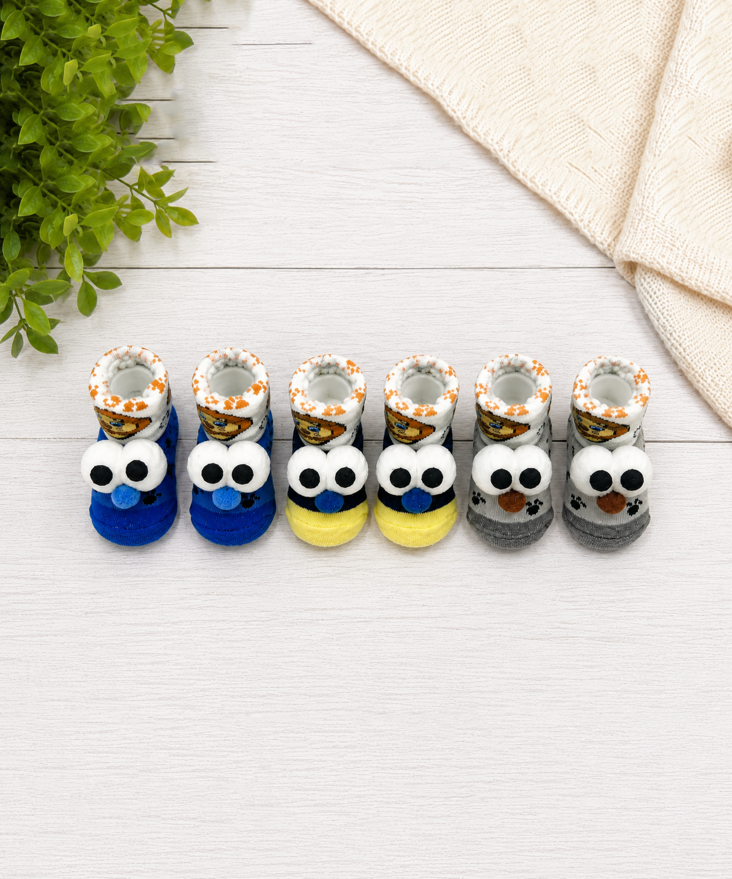 Soft Cotton Baby Booties | 0 to 12 Months | Pack of 3 Pairs Set
