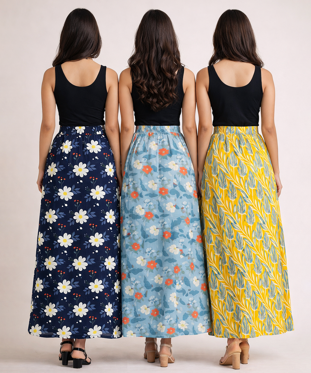 Rayon Floral Printed Skirt for Women Casual & Party Wear | Combo (Pack of 3)