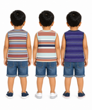 Cotton Stripes Kids Sleeveless Tshirt (Pack of 3)