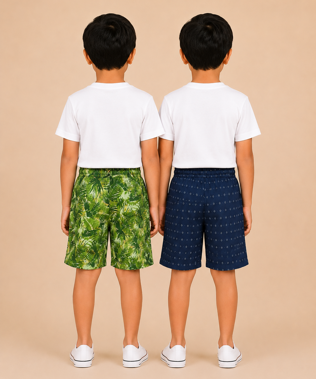 Kids Boys Checkered & Printed Cotton Shorts | Age - 5 to 10 Years | Soft Elastic Waist Casual Shorts | Combo Pack of 2 Pieces