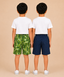 Kids Boys Checkered & Printed Cotton Shorts | Age - 5 to 10 Years | Soft Elastic Waist Casual Shorts | Combo Pack of 2 Pieces