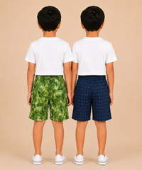 Kids Boys Checkered & Printed Cotton Shorts | Age - 5 to 10 Years | Soft Elastic Waist Casual Shorts | Combo Pack of 2 Pieces