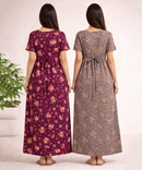 Maternity Feeding Maxi Dress | Nursing Friendly Nighty Style (Pack of 2 Pieces)