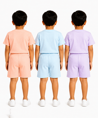 Kids Typography Print T-Shirt & Shorts Co-Ord Set for Boys | Age 6 Months-3 Years | Pack Of 3 Set Combo