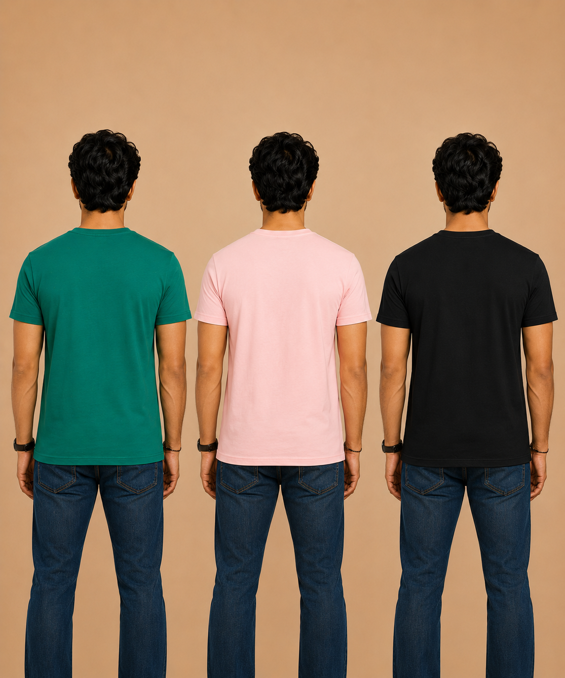 Men's Half Sleeve Printed Round Neck T-Shirt Combo (Pack of 3)