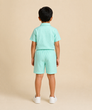 Polyester Printed Shirt and Shorts Set for Boy Kids Casual Wear Half Sleeve Co-Ord Set with Elastic Waist Shorts | Age 6 to 7 Years