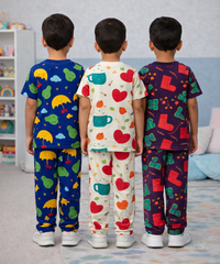 Boys Cotton Cartoon Printed Kids Co-ord Set Combo | Age 0 to 5 Years | T-shirt & Track pant (Combo Set Pack of 3)