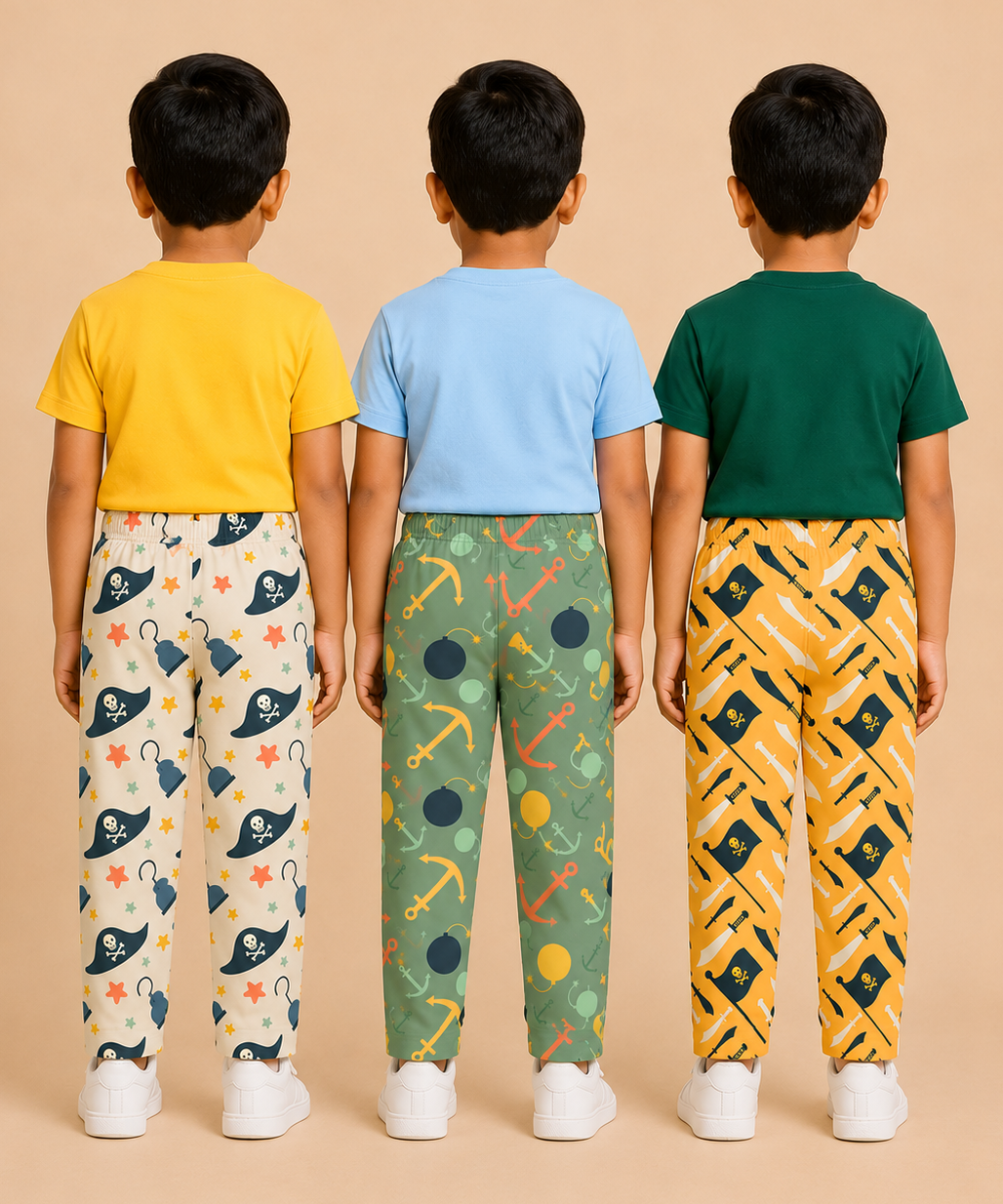 Pure Cotton Boys Printed Track Pant for Casual Night wear for Kids | Age 0 To 8 Years (Pack of 3)
