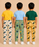 Pure Cotton Boys Printed Track Pant for Casual Night wear for Kids | Age 0 To 8 Years (Pack of 3)
