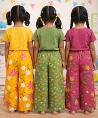 Printed Palazzo Pant | Casual Night wear for Girl Kids Age 4 To 10 Years (Pack of 3)