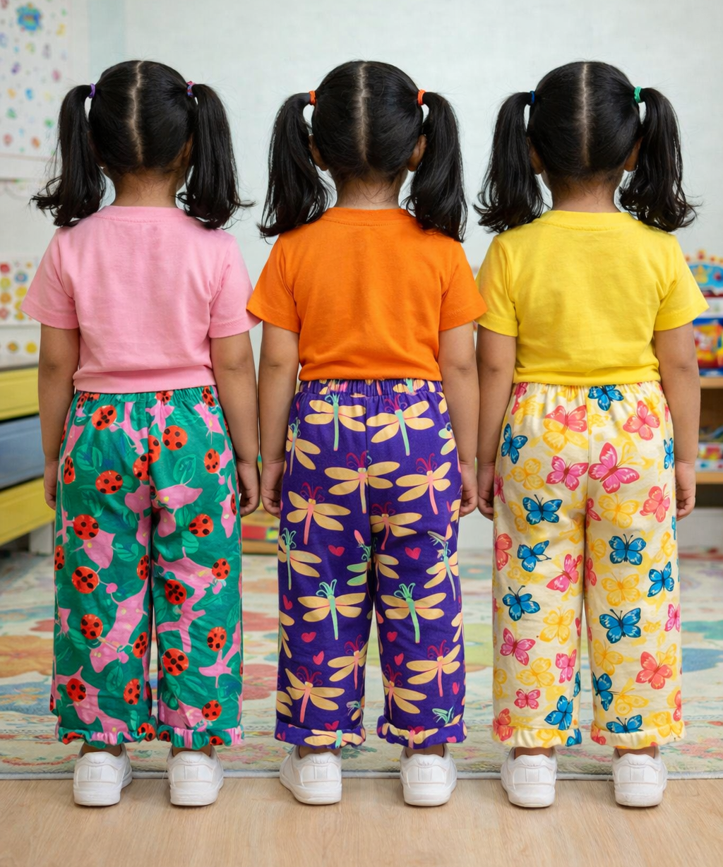 Pure Cotton Pajama Pant for Casual wear for Girl Kids Age 0 To 6 Years (Pack of 3)