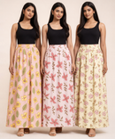 Rayon Floral Printed Skirt for Women Casual & Party Wear | Combo (Pack of 3)