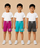 Kids Double Side Stripe Sports Shorts | Cotton Casual Shorts for Boys | Age 6-9 Years | Pack Of 3 Pieces Combo
