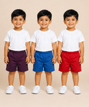 Pure Cotton Plain Shorts for Boys Kid with Elastic Age 3 Months to 4 Years (Pack of 3)